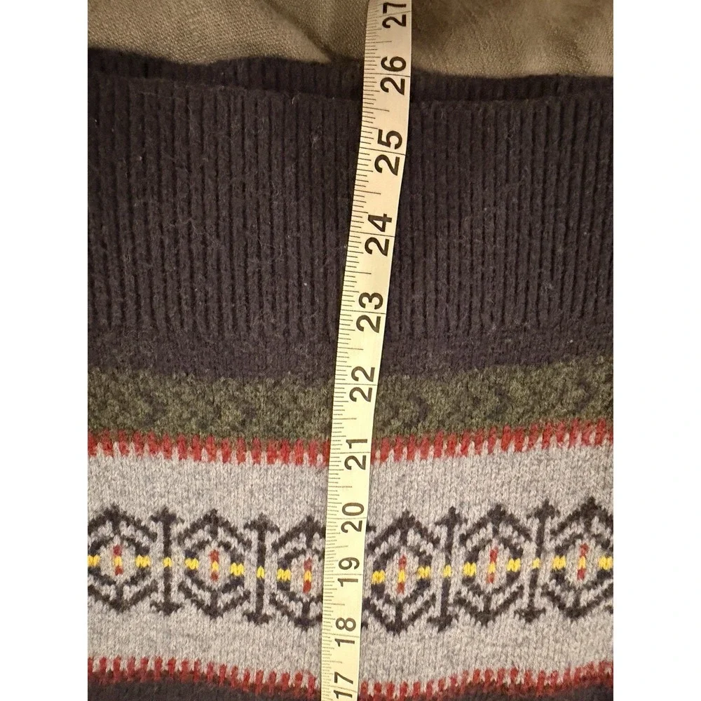 Tommy Hilfiger Men's Fair Isle Knit Sweater L Blue Mock‎ Neck Button Pullover